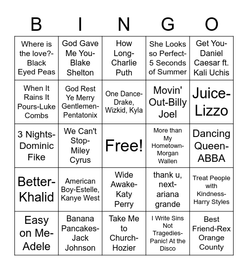 Music 2 BINGO Card