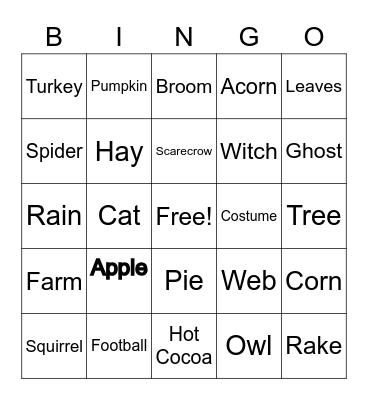 Fall Bingo Card