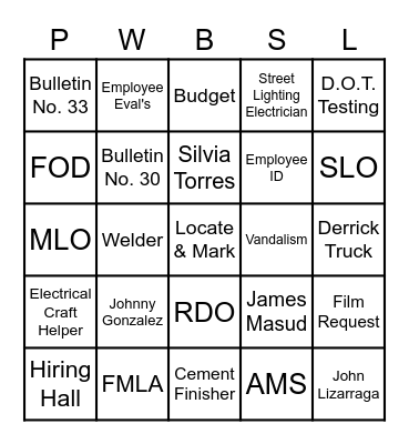 FOD's Spooktacular Bingo Card