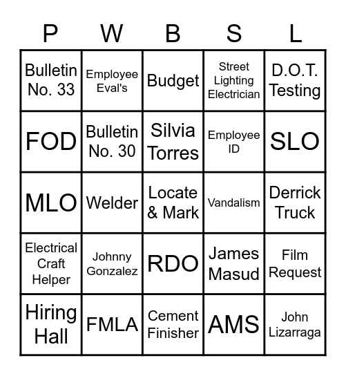FOD's Spooktacular Bingo Card