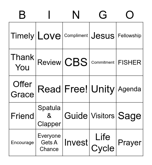 Core Leader Bingo Card