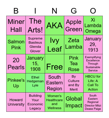 AKA Bingo Card