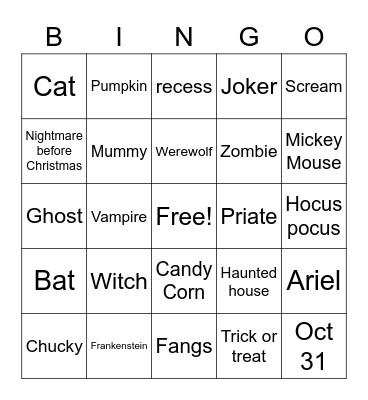 Halloween Bingo Card