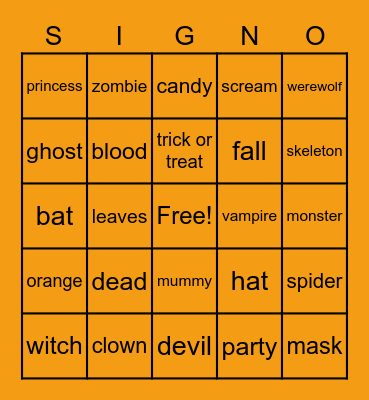 Halloween signo Bingo Card