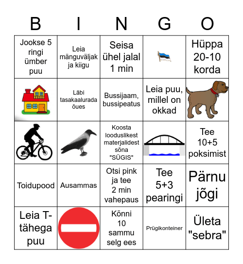 ÕUEBINGO-OTSI, MÄRKA JA LIIGU Bingo Card
