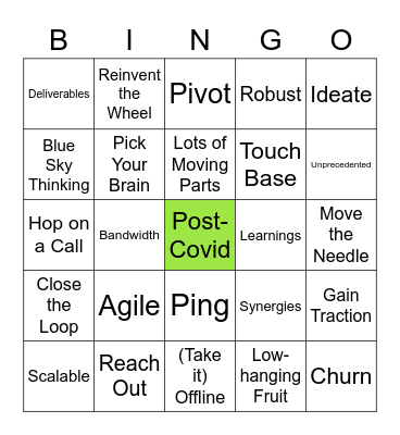 Corporate Jargon Bingo Card