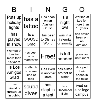 Lobo  Family Bingo Card