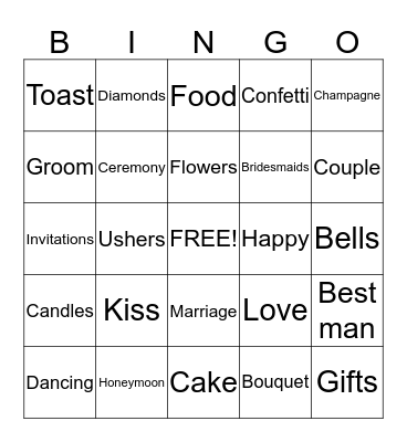 PATSKINS WEDDING Bingo Card