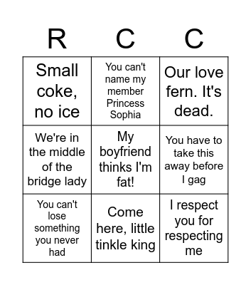 10 Things Bingo Card