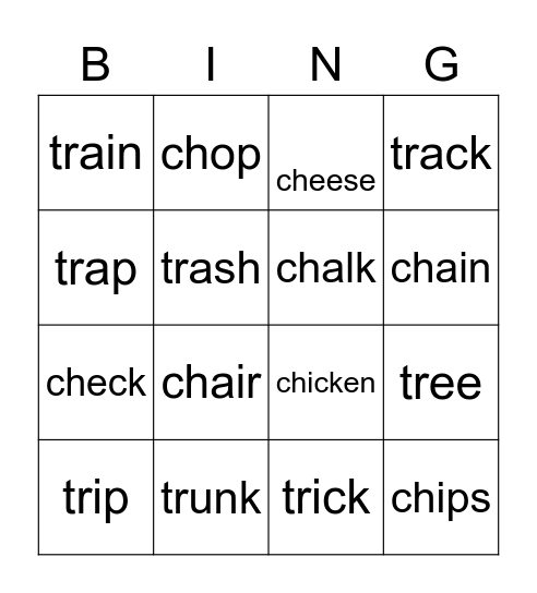 ch versus tr words Bingo Card