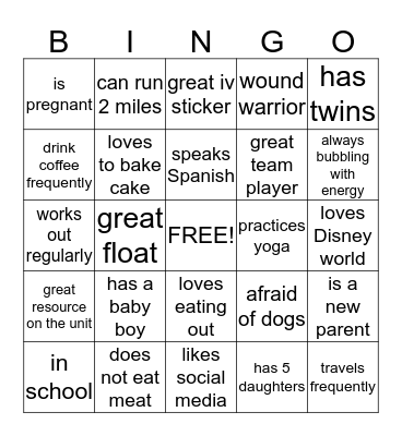 B2 STAFF BINGO ! Bingo Card