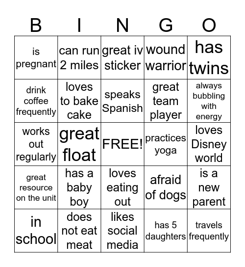 B2 STAFF BINGO ! Bingo Card