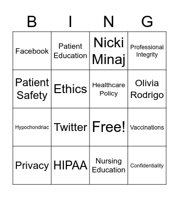 Social Media In Nursing Bingo Card