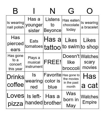 Group Bingo Card