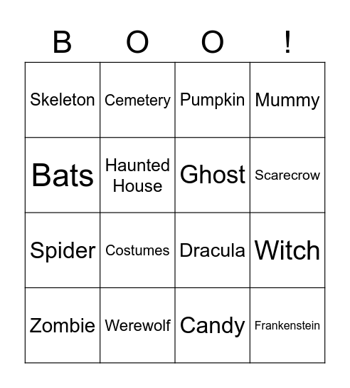 Austin's Awesome Halloween Bingo! Bingo Card