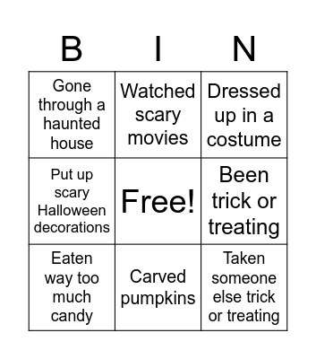 Halloween Bingo! Bingo Card