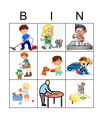 Household Chores Bingo Card