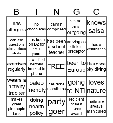 B2 BINGO Card