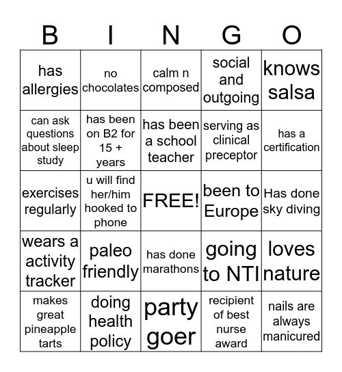 B2 BINGO Card