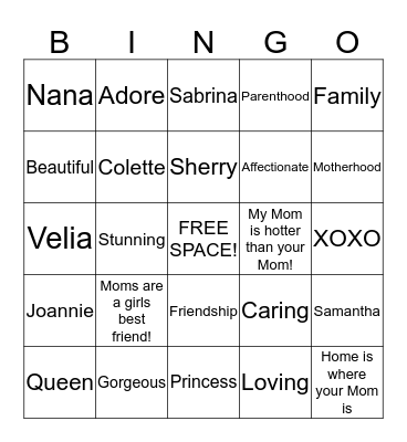 Mother's Day BINGO!! Bingo Card