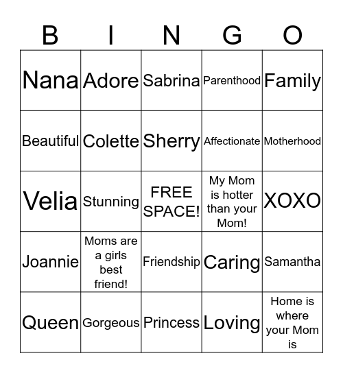 Mother's Day BINGO!! Bingo Card