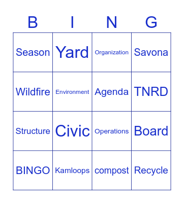 Operations Department Bingo Card