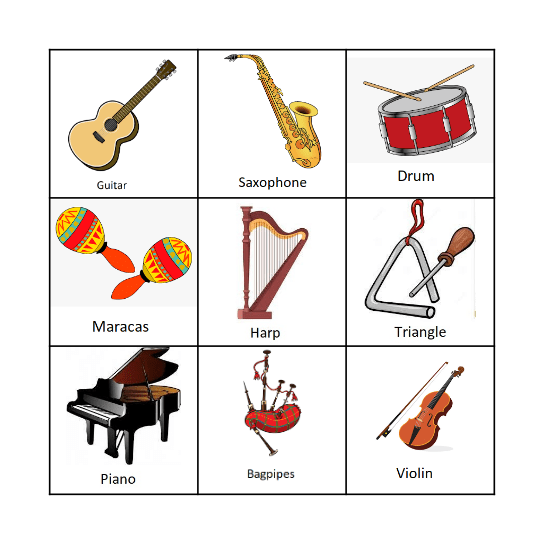 Instrument Bingo Card