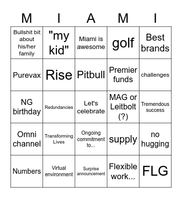 OnePetSales Meeting Bingo Card