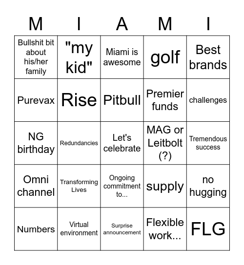 OnePetSales Meeting Bingo Card