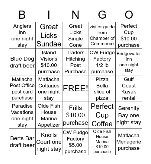 Matlacha Bingo Card