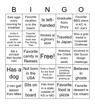 Studio Vanguard Bingo Card