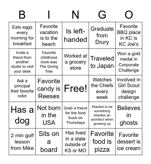 Studio Vanguard Bingo Card