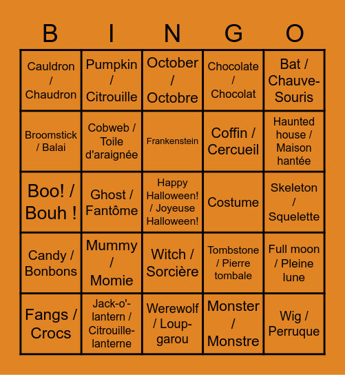 Halloween Bingo / Bingo d'Halloween Bingo Card