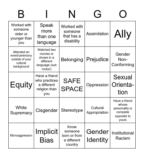 BEDI Bingo Card