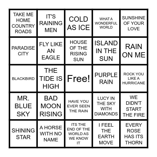 NAUGHTY NATURE Bingo Card