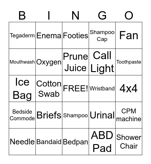 NURSES'S WEEK - BEDPAN BINGO! Bingo Card