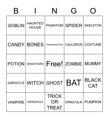 HUBER HALLOWEEN BINGO Card