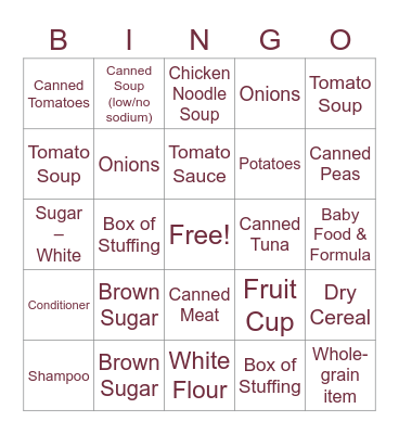 Can The Cats - Food Drive BINGO! Bingo Card