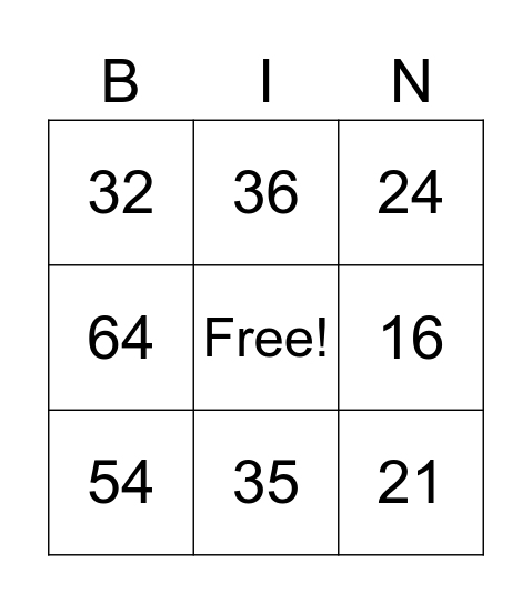 Tafel Bingo Card