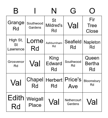 St Lawrence Bingo Card