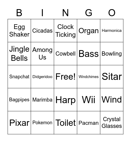 Sound Bingo Card