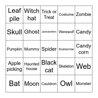 Halloween Bingo Card