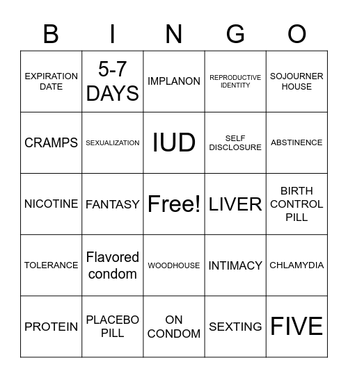 8th grade bingo Card