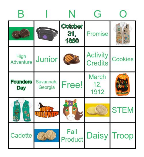 Juliette Gordon Low Halloween Bingo Card