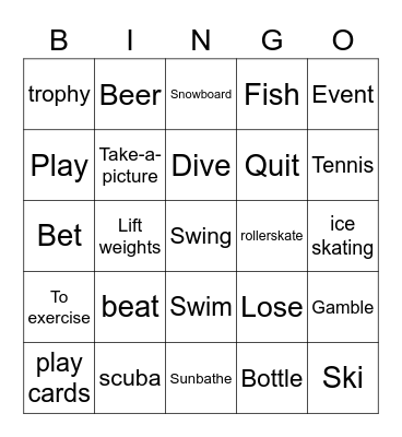 Lesson 8: Hobbies Bingo Card