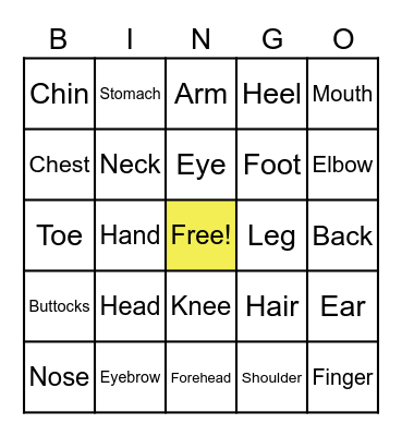 Human Body Bingo! Bingo Card