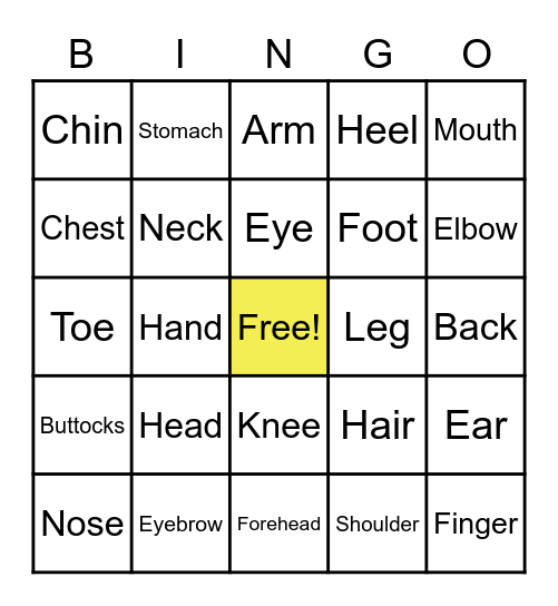 Human Body Bingo! Bingo Card