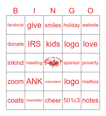 All Nanna's Kids Bingo Card