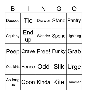 Pre-Int October 2021 Review Bingo Card