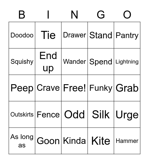 Pre-Int October 2021 Review Bingo Card